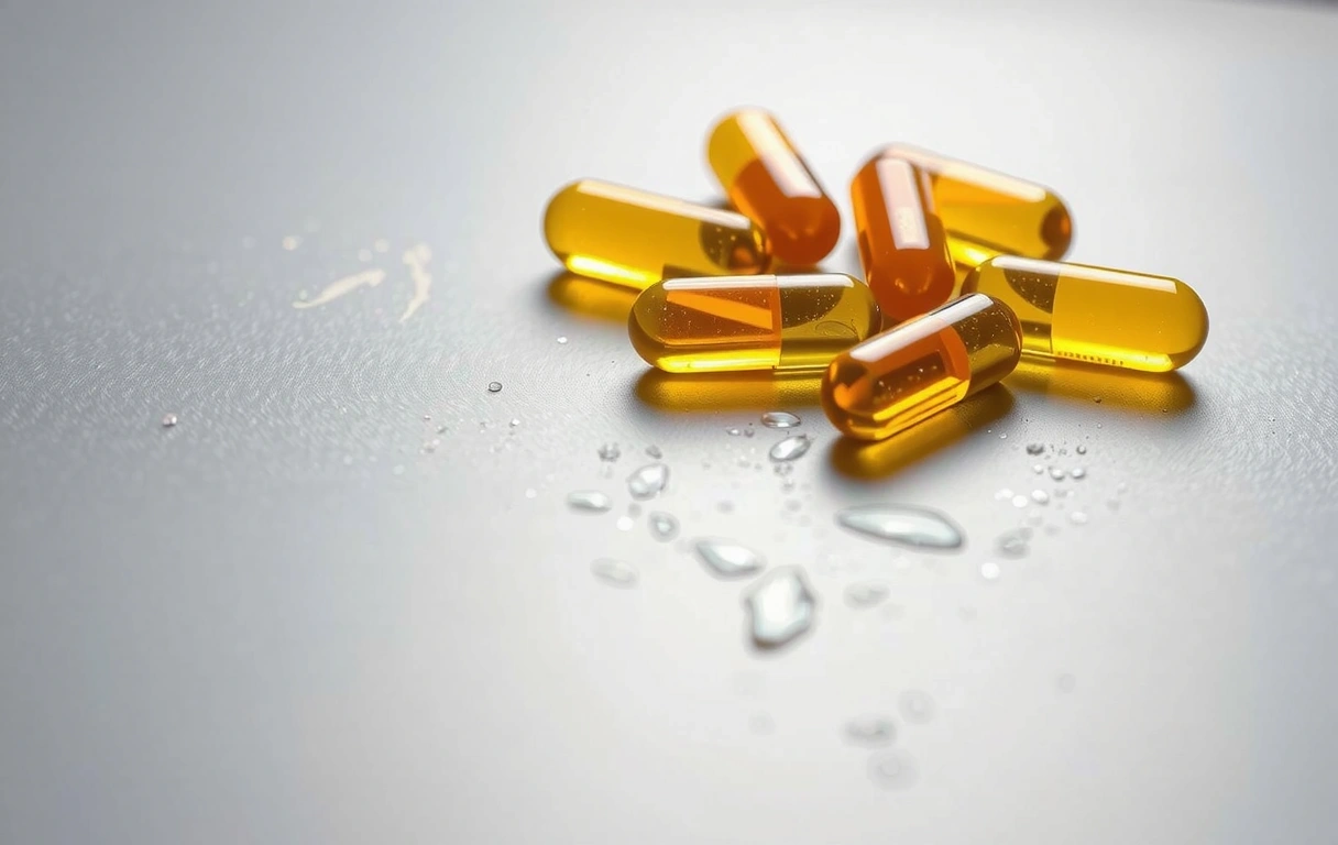 Vitamin B complex capsules on slate